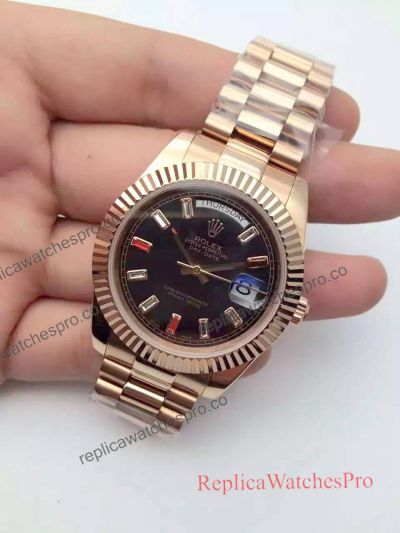 High Quality Rolex Rose Gold President Diamond Dial Replica Watch 